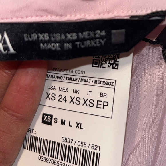 Zara Midi Button Down Shirt Dress Long Sleeve Side Split Waist Belt Pink Size XS - Picture 6 of 10